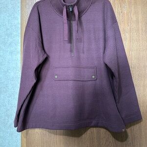 L.L. Bean Plum brushed waffle 1/4 zip top 2x